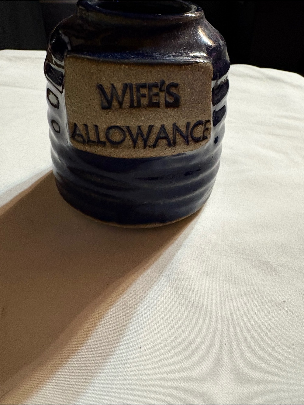 Ceramic 'Wife's Allowance' Coin Bank - Blue
